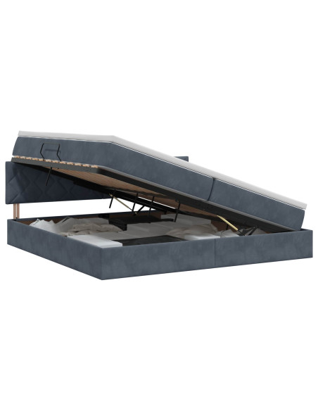 Letto con Contenitore Grigio Scuro 200 x 200 cm Velluto