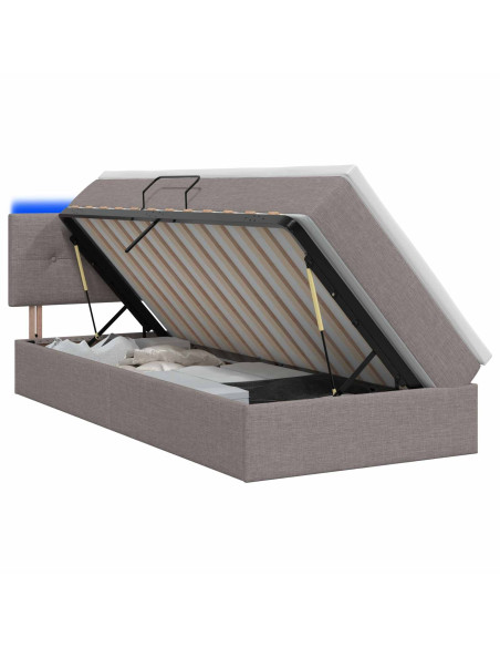Letto con contenitore LED e materasso Tortora 100 x 200 cm