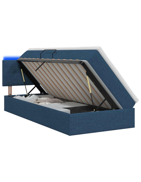 Letto con contenitore LED e materasso Blu 100 x 200 cm Tessuto