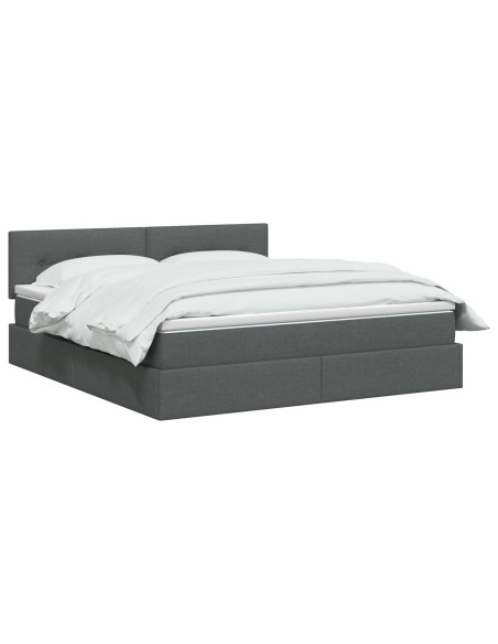 Letto con contenitore LED e materasso Grigio Scuro 180 x 200 cm