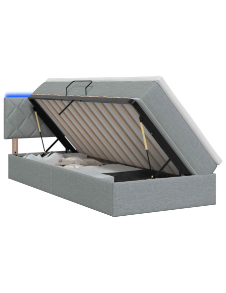 Letto con contenitore LED e materasso Grigio Chiaro