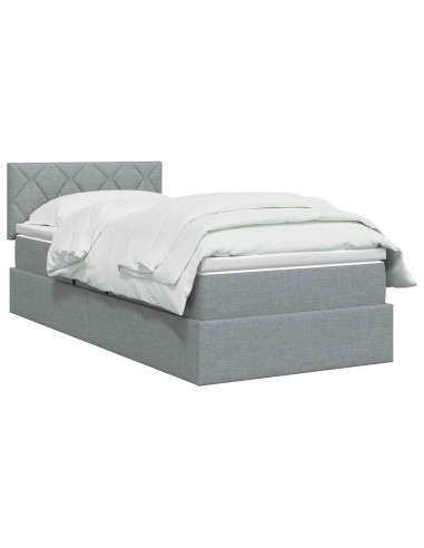 Letto con contenitore LED e materasso Grigio Chiaro