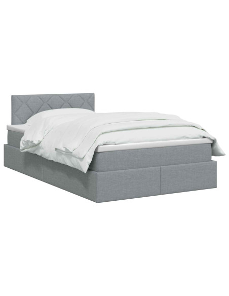 Letto con contenitore LED e materasso Grigio Chiaro