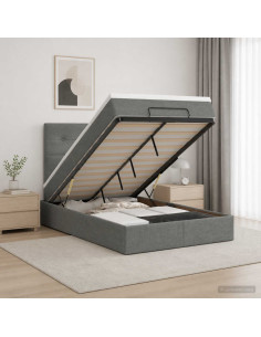 Letto ottomano con materasso Grigio Scuro 120 x 200 cm Tessuto
