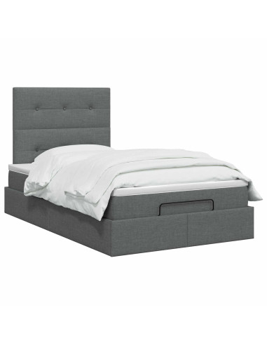 Letto ottomano con materasso Grigio Scuro 120 x 200 cm Tessuto