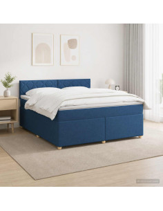 Letto box spring con materasso Blu 180 x 200 cm Tessuto