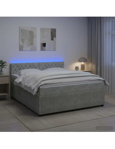Letto box spring con materasso Grigio Chiaro 180 x 200 cm
