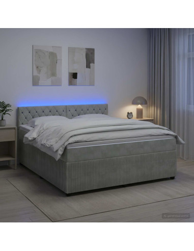 Letto box spring con materasso Grigio Chiaro 180 x 200 cm