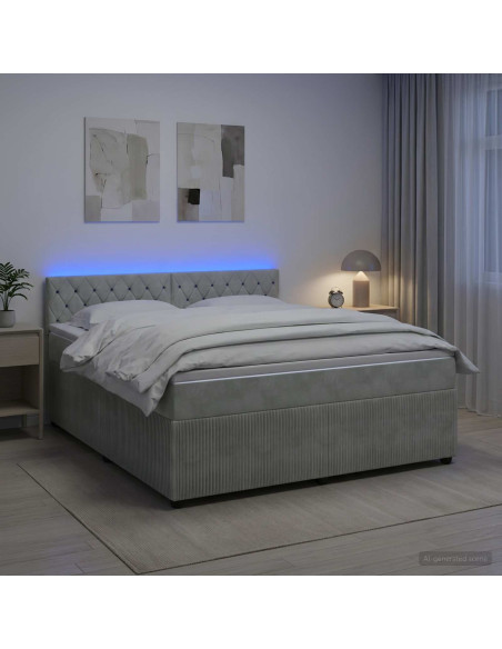 Letto box spring con materasso Grigio Chiaro 180 x 200 cm