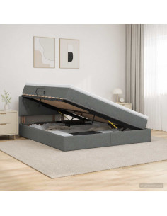 Letto con contenitore e materasso Grigio Scuro 180 x 200 cm