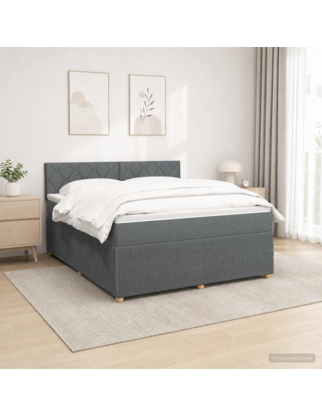 Letto box spring con materasso Grigio Scuro 180 x 200 cm