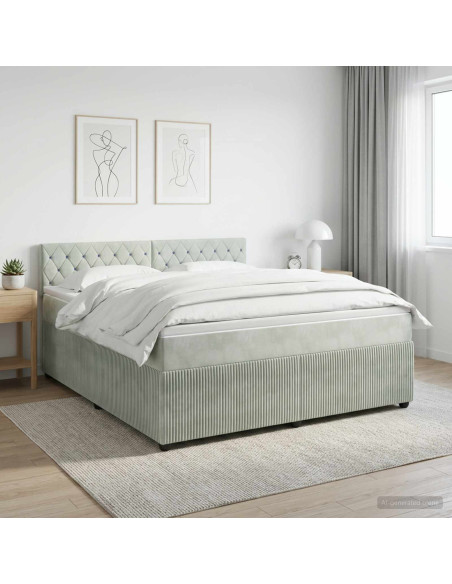 Letto box spring con materasso Grigio Chiaro 180 x 200 cm