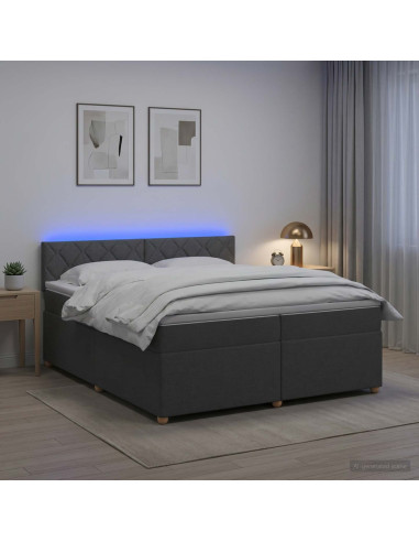 Letto box spring con materasso Grigio Scuro 200 x 200 cm