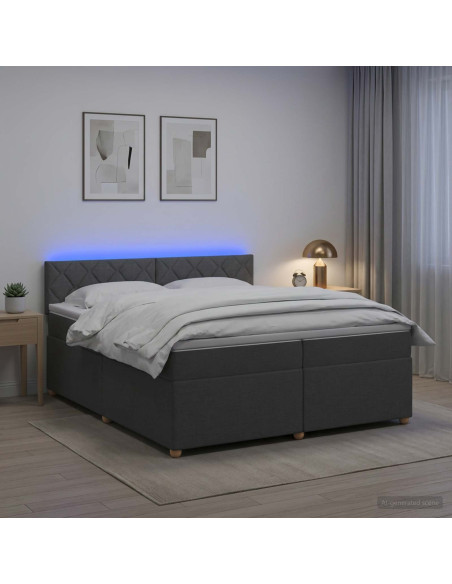 Letto box spring con materasso Grigio Scuro 200 x 200 cm