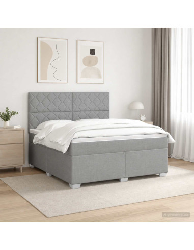 Letto box spring con materasso Grigio Chiaro 180 x 200 cm