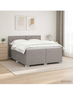Letto box spring con materasso Tortora 200 x 200 cm Tessuto