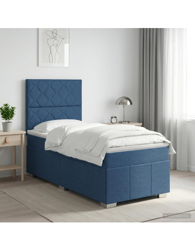 Letto box spring con materasso Blu 90 x 200 cm Tessuto