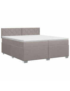 Letto box spring con materasso Tortora 200 x 200 cm Tessuto 2