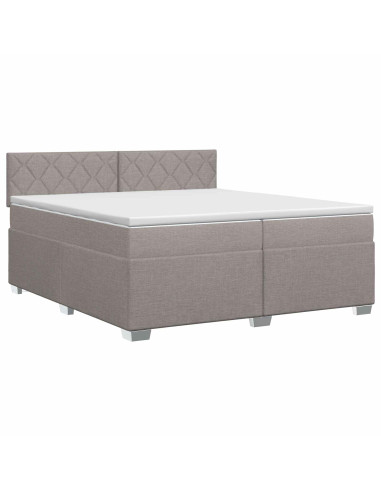Letto box spring con materasso Tortora 200 x 200 cm Tessuto