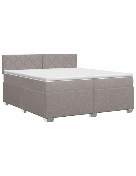 Letto box spring con materasso Tortora 200 x 200 cm Tessuto