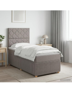 Letto box spring con materasso Tortora 90 x 190 cm Tessuto