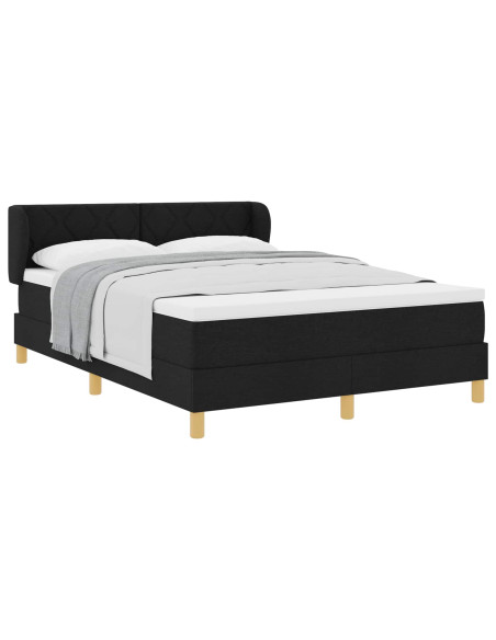 Letto a molle con testiera Nero 140 x 200 cm Tessuto