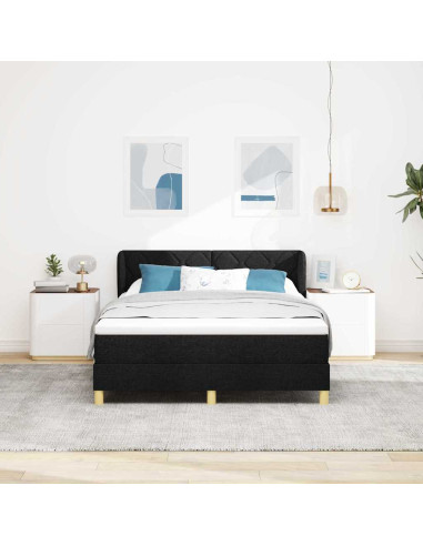 Letto a molle con testiera Nero 140 x 200 cm Tessuto
