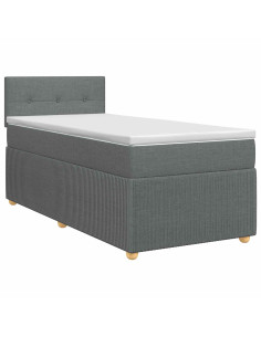 Letto box spring con materasso Grigio Scuro 100 x 200 cm