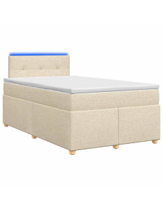 Letto box spring con materasso Crema 120 x 200 cm Tessuto 2