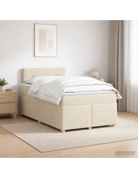 Letto box spring con materasso Crema 120 x 200 cm Tessuto