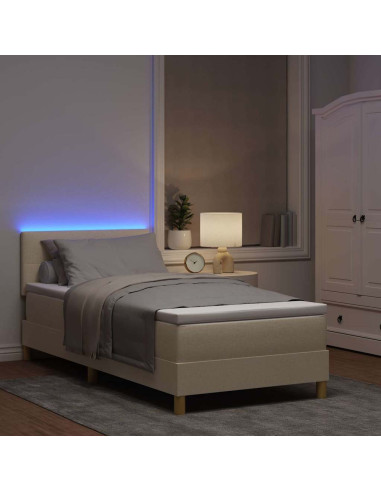 Letto a Sorgente LED con strisce LED Crema 80 x 200 cm Tessuto