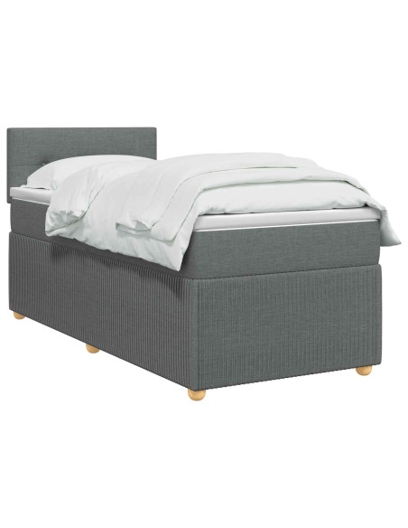 Letto box spring con materasso Grigio Scuro 100 x 200 cm