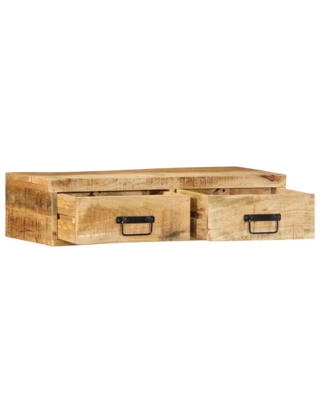 Mobile TV a Parete 80x30x19 cm Legno Grezzo Massello di Mango