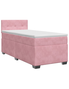 Letto box spring con materasso Rosa 100 x 200 cm Velluto 2