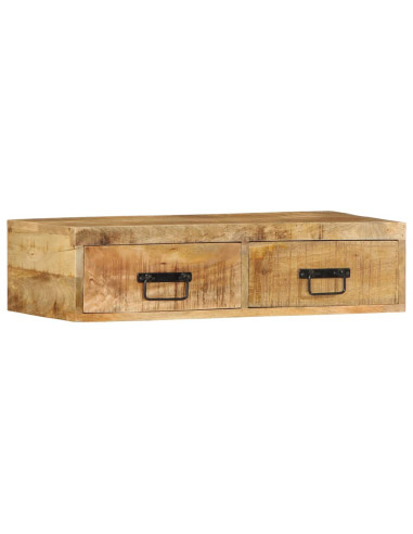 Mobile TV a Parete 80x30x19 cm Legno Grezzo Massello di Mango