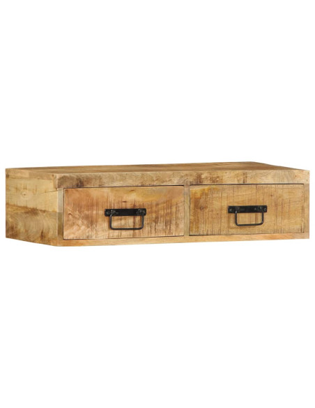 Mobile TV a Parete 80x30x19 cm Legno Grezzo Massello di Mango
