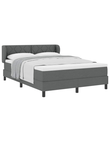 Letto a molle con testiera Grigio scuro 140 x 200 cm Tessuto