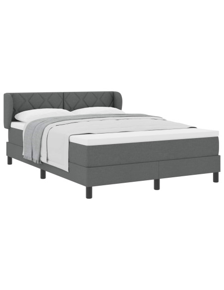 Letto a molle con testiera Grigio scuro 140 x 200 cm Tessuto