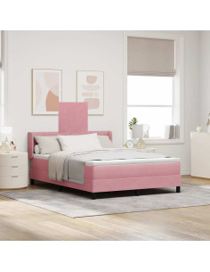 Letto a molle con testiera Rosa 200 x 140 cm Velluto