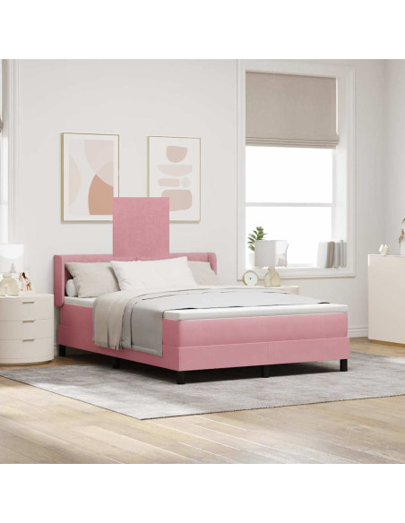 Letto a molle con testiera Rosa 200 x 140 cm Velluto