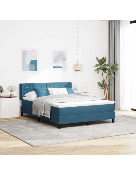Letto a molle con testiera Blu Scuro 200 x 160 cm Velluto