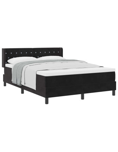 Letto a molle con testiera Nero 200 x 140 cm Velluto