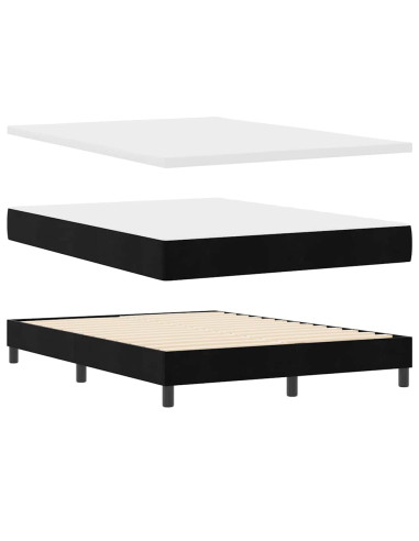 Letto a molle con testiera Nero 200 x 140 cm Velluto