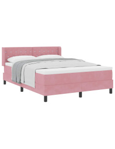 Letto a molle con testiera Rosa 200 x 140 cm Velluto 2