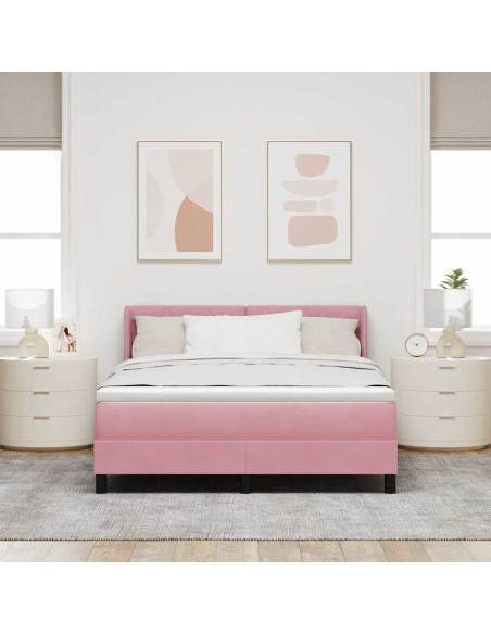 Letto a molle con testiera Rosa 200 x 140 cm Velluto
