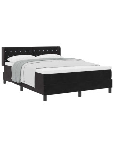 Letto a molle con testiera Nero 200 x 160 cm Velluto 2