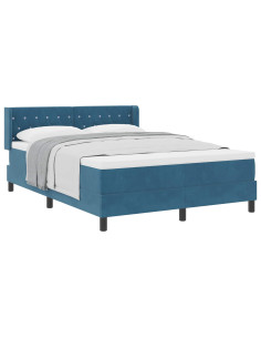 Letto a molle con testiera Blu Scuro 200 x 160 cm Velluto 2