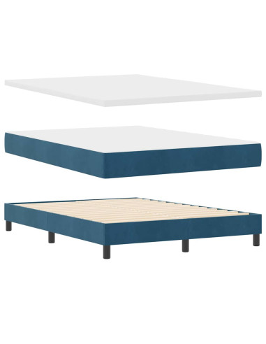 Letto a molle con testiera Blu Scuro 200 x 160 cm Velluto