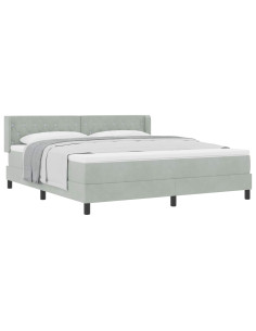Letto a molle con testiera Grigio chiaro 200 x 180 cm Velluto 2