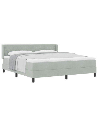 Letto a molle con testiera Grigio chiaro 200 x 180 cm Velluto